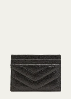 Saint LaurentYSL Monogram Card Case in Grained Leather