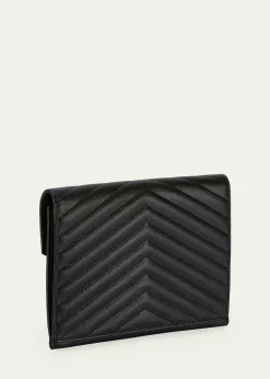 Saint LaurentYSL Monogram Flap Clutch Bag in Grained Leather