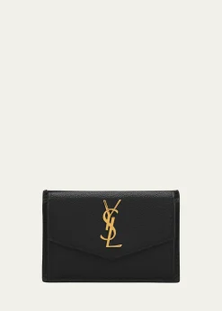 Saint LaurentYSL Monogram Flap Card Case in Grained Leather