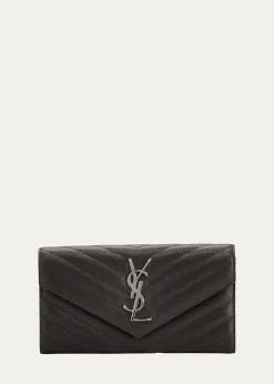 Saint LaurentYSL Monogram Large Flap Wallet in Grained Leather