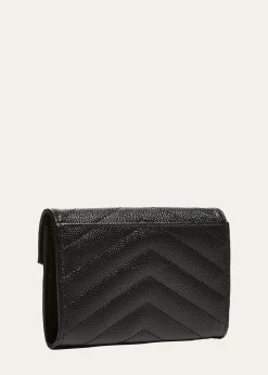 Saint LaurentYSL Monogram Small Flap Wallet in Grained Leather