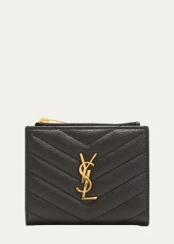 Saint LaurentYSL Monogram Small Ziptop Wallet in Grained Leather