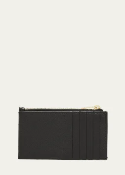 Saint LaurentYSL Monogram Small Ziptop Card Case in Grained Leather