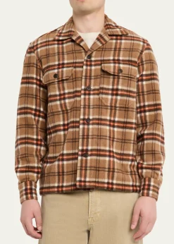 Salvatore PiccoloMen's Wool and Cashmere Double-Pocket Plaid Overshirt
