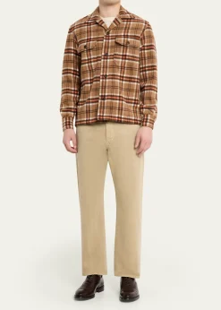 Salvatore PiccoloMen's Wool and Cashmere Double-Pocket Plaid Overshirt