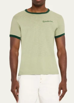 SanderlakMen's Contrast-Rib Logo Crewneck T-Shirt