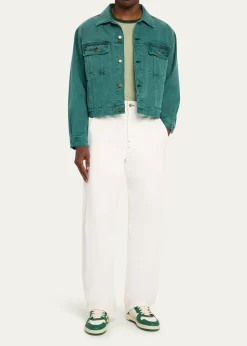SanderlakMen's Cropped Washed Denim Jacket