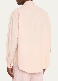 SanderlakMen's Stripe Poplin Oversized Button-Down Shirt