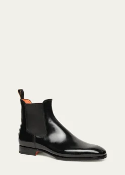 SantoniMen's Archerboot Leather-Sole Burnished Calfskin Chelsea Boots