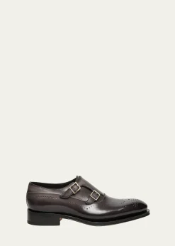 SantoniMen's Kaj Brogue Leather Double-Monk Strap Loafers