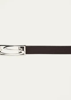SantoniMen's Rectangle S-Buckle Reversible Leather Belt