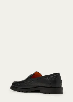 SantoniMen's Rock Deerskin Lug-Sole Penny Loafers