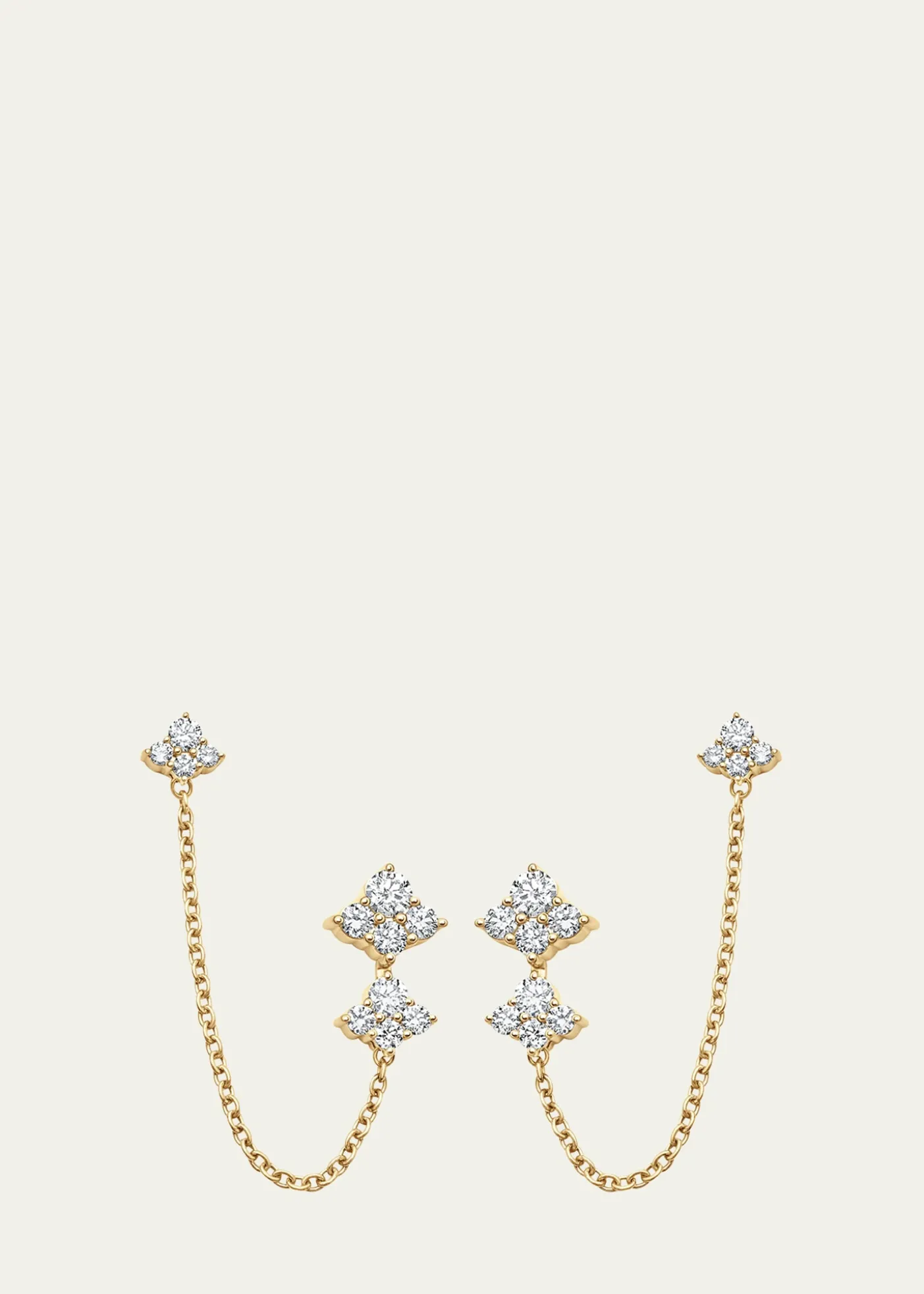 Sara Weinstock18K Yellow Gold Dujour Diamond Cluster Drop Chain Earrings