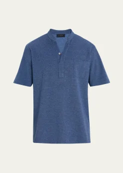 SeaseMen's Fish Tail V-Neck Pocket Polo Shirt