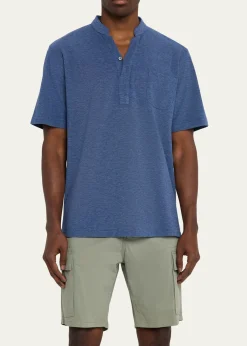 SeaseMen's Fish Tail V-Neck Pocket Polo Shirt
