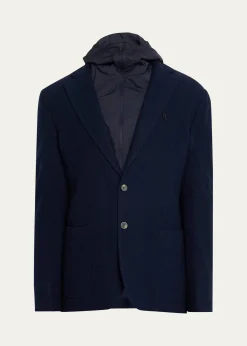 SeaseMen's Hybrid Hooded Single-Breasted Blazer