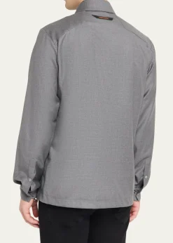 SeaseMen's New Gate Invisible-Zip Snap-Front Shirt