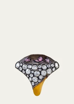 Sevan Bicakci24K Yellow Gold and Silver Carved Butterfly Ring with Diamonds