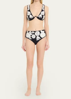 SIMKHAIFrancie Floral High-Waist Bikini Bottoms