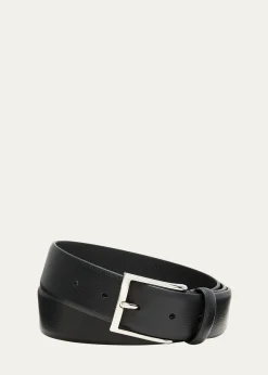 Simonnot GodardMen's Galuchat Grained Leather Belt, 35mm
