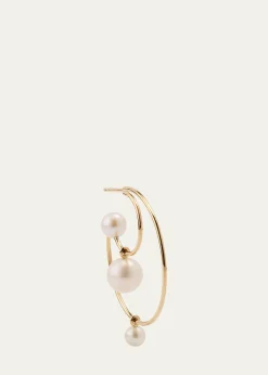 Sophie Bille BraheBain Perle Double Hoop Earring with Freshwater Pearls and 14K Yellow Gold, Single