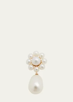 Sophie Bille BraheChambre de Fleur Freshwater Pearl Flower and Drop Earring in 14K Yellow Gold, Single