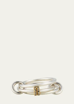 Spinelli KilcollinAcacia SG Gris Three Link Ring in Sterling Silver and 18K Gold with Grey Diamonds