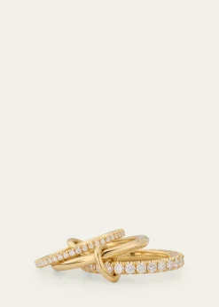Spinelli KilcollinNorah Yellow Gold Pave 3-Link Ring