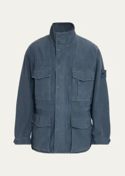 Stone IslandMen's Ghost Linen-Blend Field Jacket