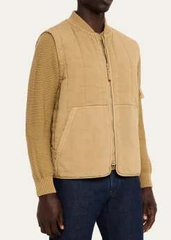 Stone IslandMen's Cotton and Flax Full-Zip Vest