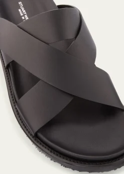 Stuart WeitzmanMen's Berkley Leather Criss-Cross Slide Sandals