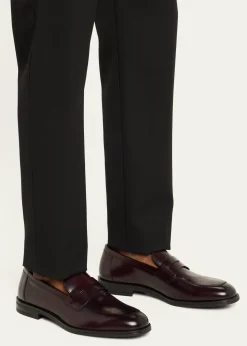 Stuart WeitzmanMen's Club Burnished Leather Penny Loafers