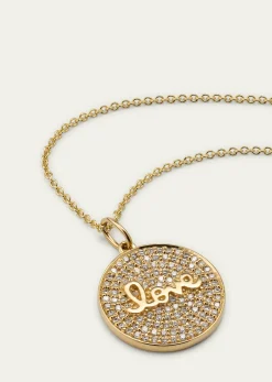 Sydney EvanDiamond Love Script Medallion Necklace