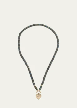 Sydney Evan14K Diamond and Labradorite Necklace with Icon Heart Charm