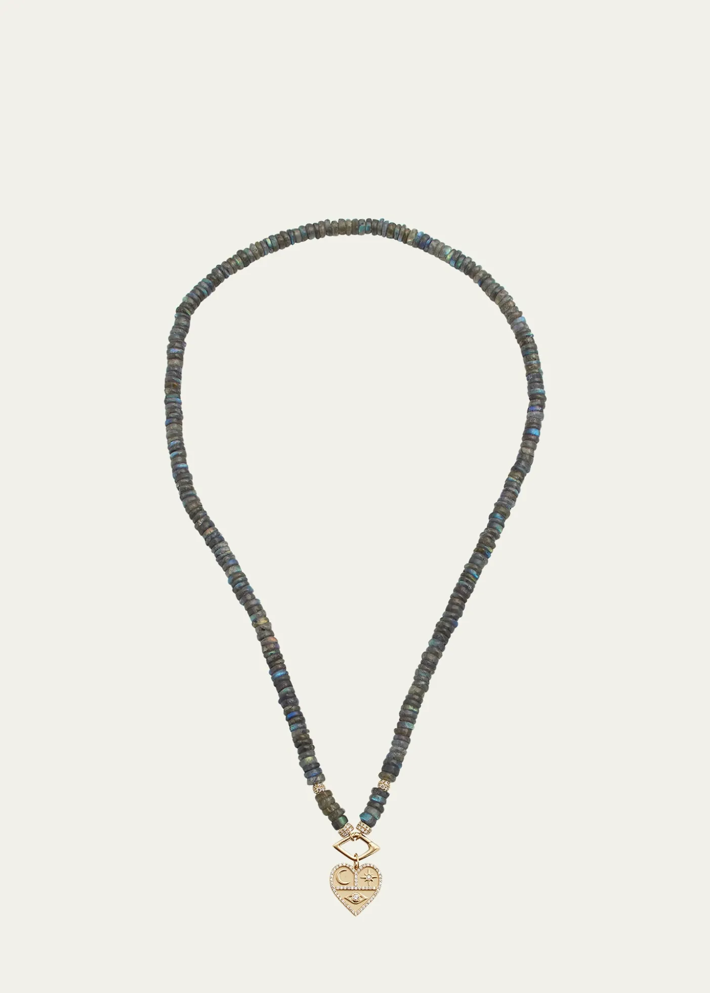 Sydney Evan14K Diamond and Labradorite Necklace with Icon Heart Charm