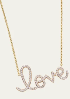 Sydney Evan14k Diamond Love Script Necklace, Multi Gold