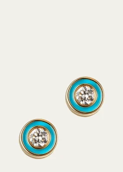 Sydney Evan14k Enamel Diamond Stud Earring, Turquoise