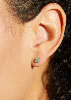 Sydney Evan14k Enamel Diamond Stud Earring, Turquoise