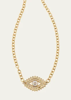 Sydney Evan14K Evil Eye Marquise Charm Necklace