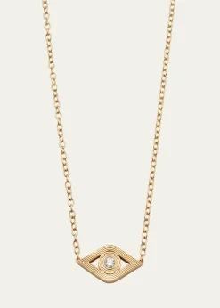 Sydney Evan14K Gold Chain Fluted Evil Eye Diamond Necklace