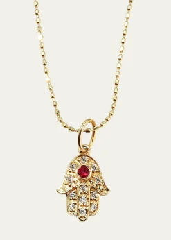 Sydney Evan14k Gold Diamond Hamsa Pendant Necklace
