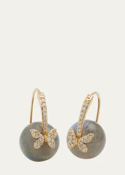 Sydney Evan18k Labradorite Bead and Diamond Butterfly Earrings