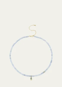 Sydney Evan14K Pear Aquamarine Beaded Necklace