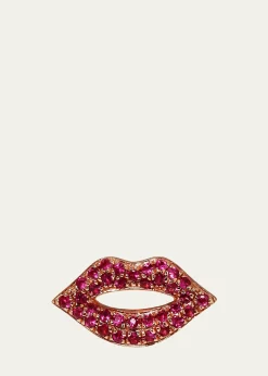 Sydney Evan14k Rose Gold & Ruby Lips Single Stud Earring