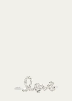 Sydney Evan14k White Gold Diamond Love Script Ring, Size 6.5