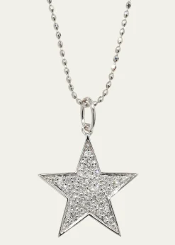 Sydney Evan14k White Gold Medium Diamond Star Necklace
