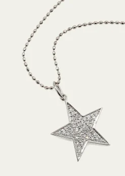 Sydney Evan14k White Gold Medium Diamond Star Necklace