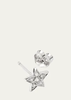 Sydney Evan14k White Gold Pave Star Stud Earring, Single