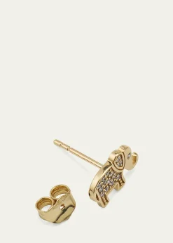 Sydney Evan14k Yellow Gold Diamond Elephant Stud Earring, Single