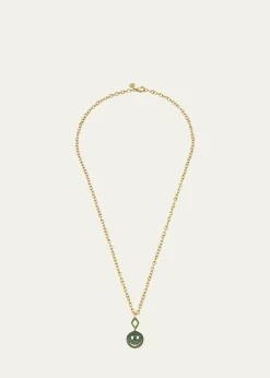 Sydney Evan14K Yellow Gold Emerald Happy Face Pendant Necklace